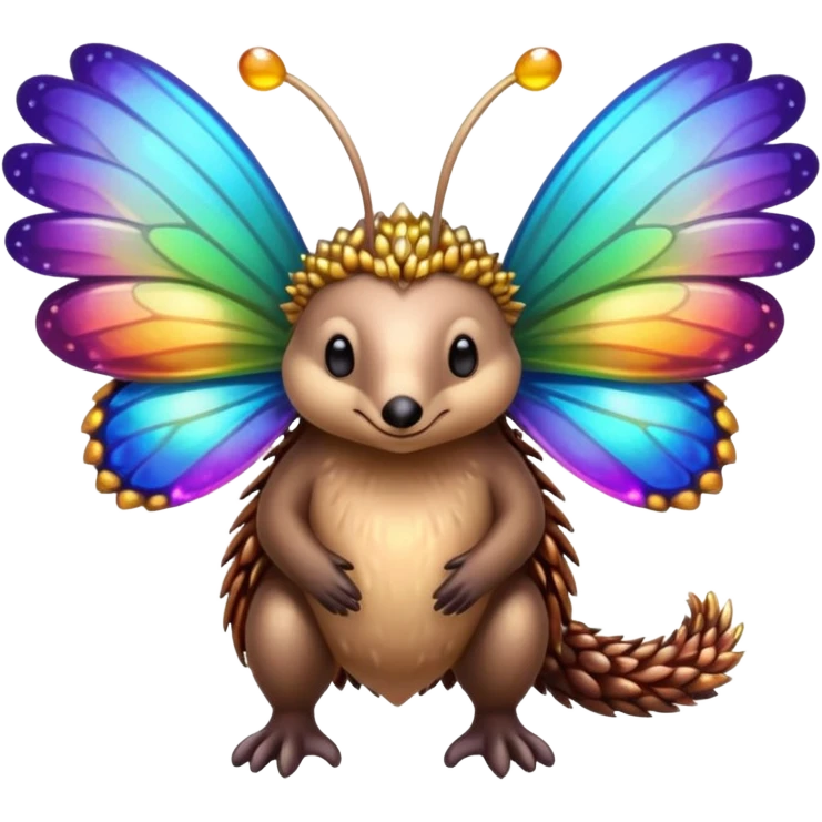 echidna with butterfly wings and sparkle emoji