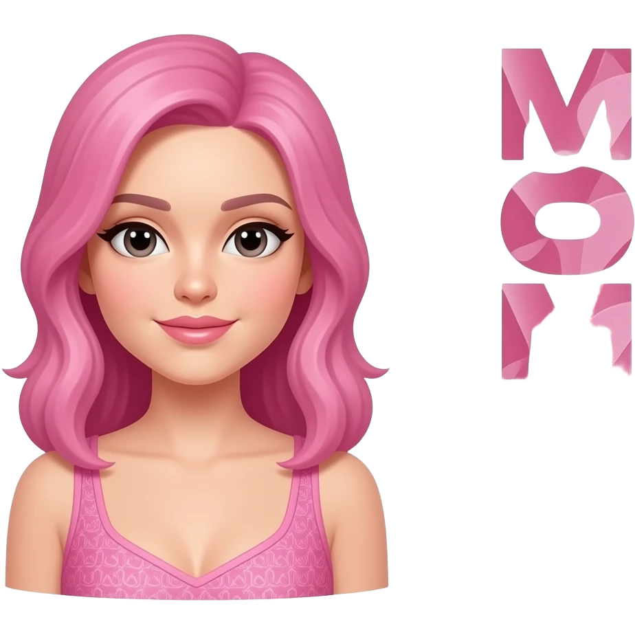 Sexy pink haired woman with the word Mommy next to her emoji