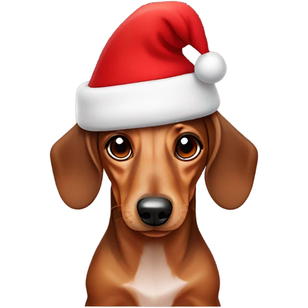 dachshund wearing a santa hat emoji