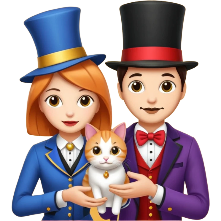 magician couple and their pet cat emoji