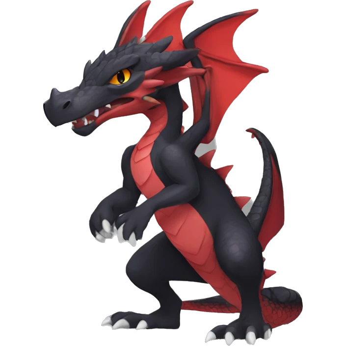 Anthro Cute cool black red nargacuga dragon animal hybrid Fakemon full body emoji