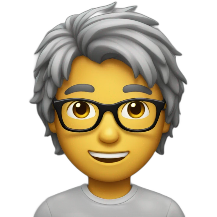 un niño con gafas grises con el  pelo negro emoji