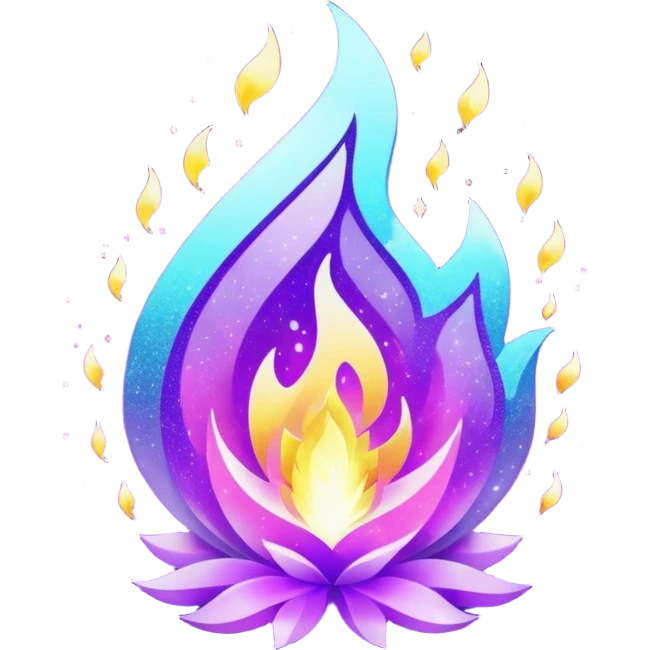 glitter purple and cian flame emoji