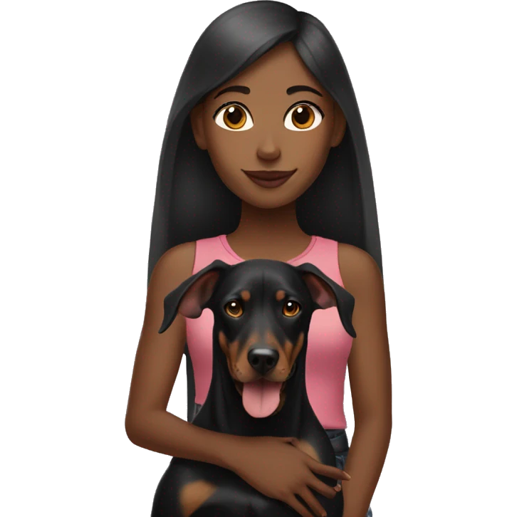 Black girl with doberman  emoji