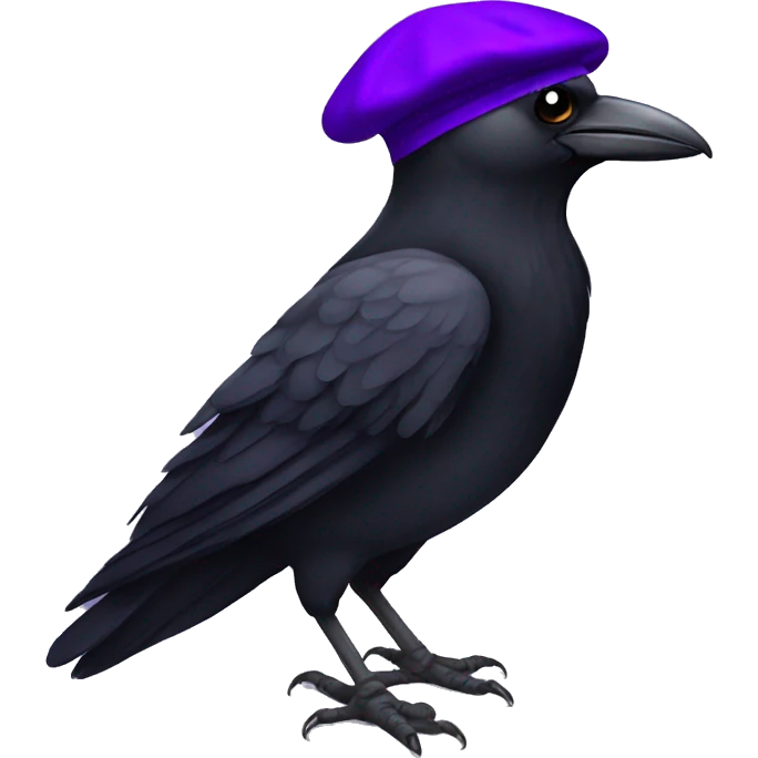 Standing crow with purple beret emoji