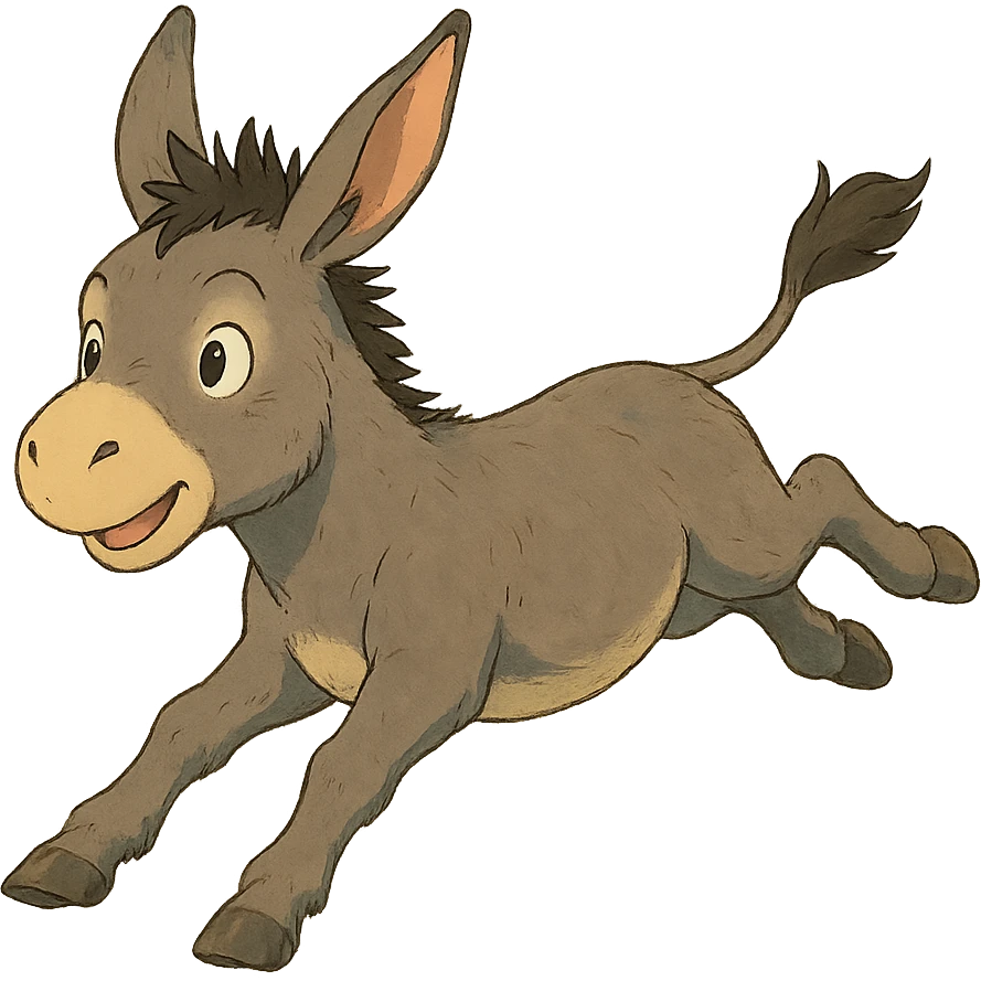 ghibli style donkey flying in the air emoji