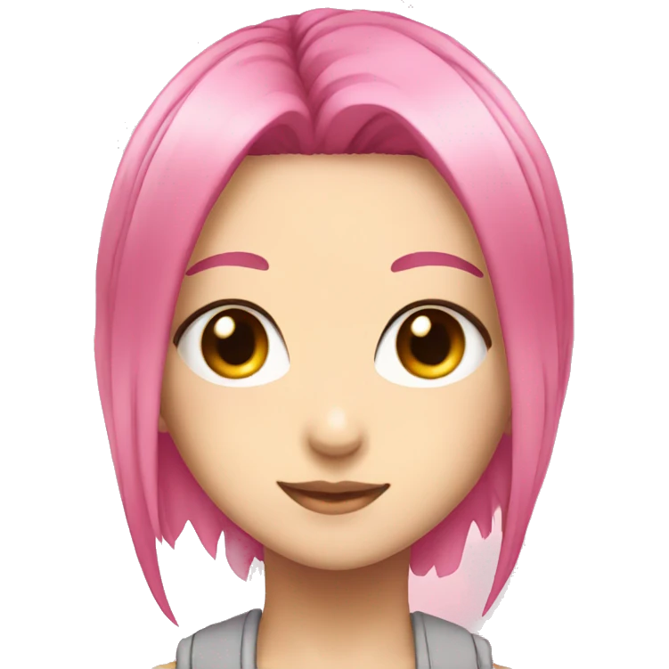anime girl  pink hair with pink eyes emoji
