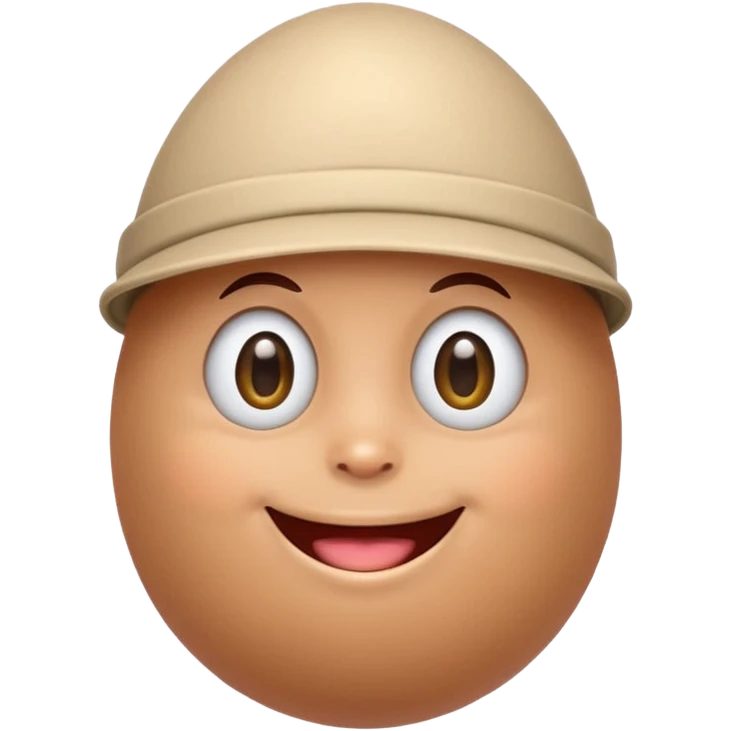 a funny, proud cartoon-style egg character with small cap , solid orange background. emoji