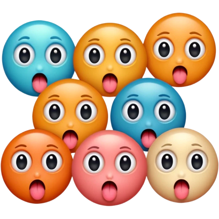 A group of germs all with their tongues out abd big eyes blushing emoji