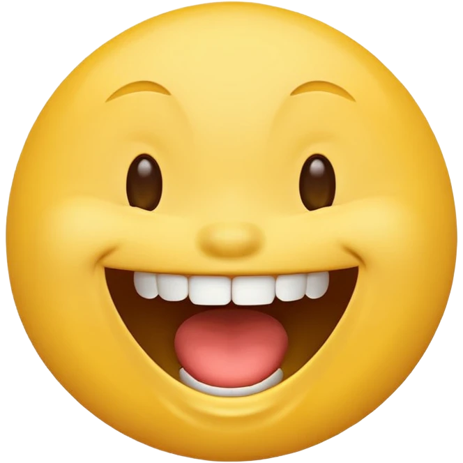 Emoji, yellow round laughing face, open mouth emoji