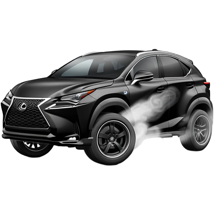 black lexus Nx drift with smoke emoji