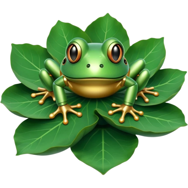 robot frog on lotus leaf emoji