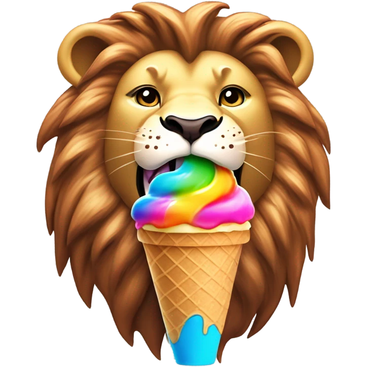 Lion eating a ice cream emoji