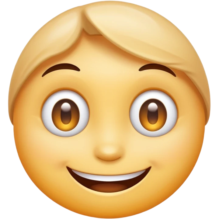 A minimal emoji-style character with a mischievous smile, glowing sparkling eyes, playful expression, clean vector style, soft gradients, simple shapes, transparent background emoji