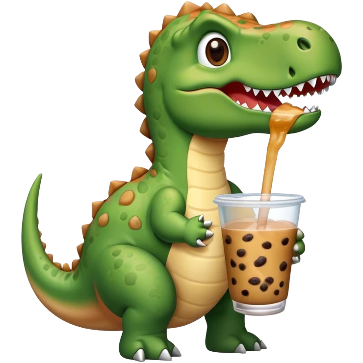 dinosaur with boba emoji