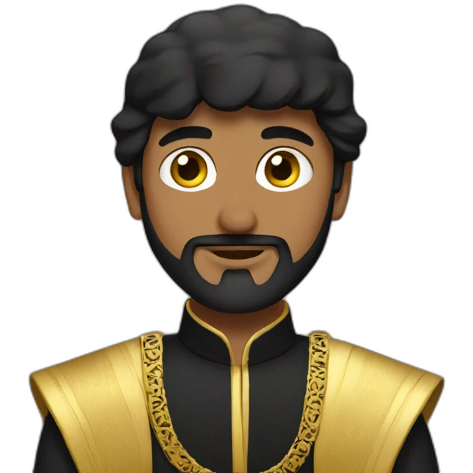 arab prince wearing black and gold talking emoji