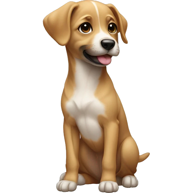 Puppy doing head tilt emoji