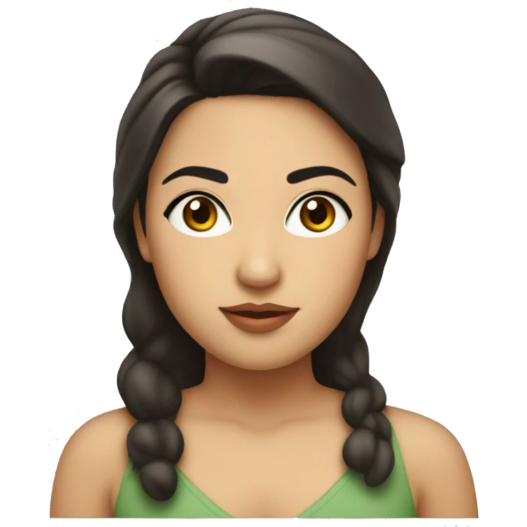 a pleasantly chubby hispanic female who is brunette with long eyelashes and full lips with below shoulders emoji