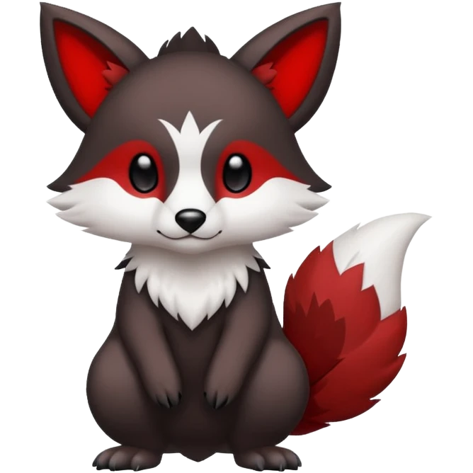 Cute cool white red dark-brown black animal hybrid Fakemon full body emoji