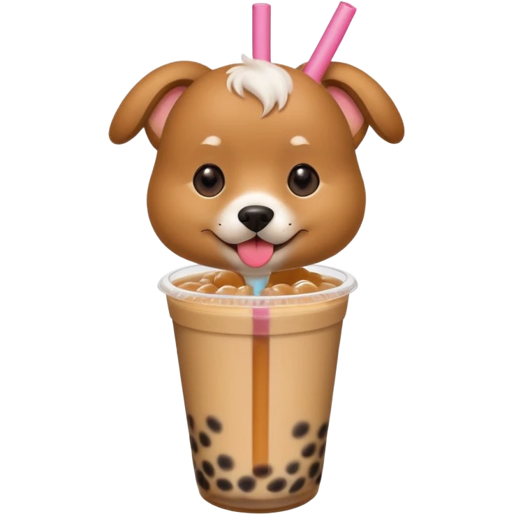 dog drinks bubble tea emoji