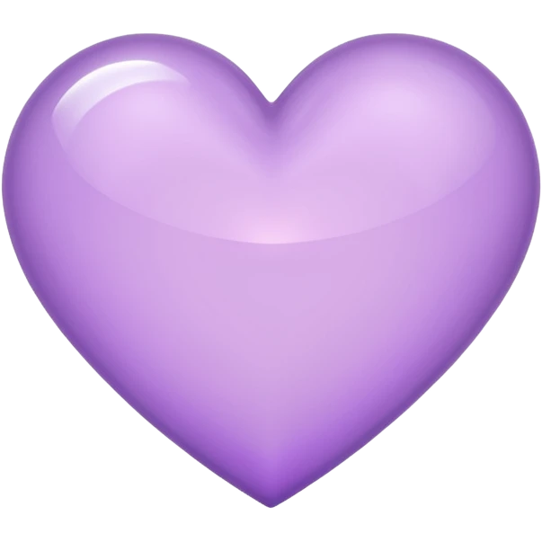 A light purple heart emoji that has the same shape as a normal heart emoji and light reflecting is from the tip of the heart and in straight shape emoji