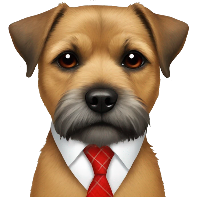 Border terrier with red checked necktie emoji