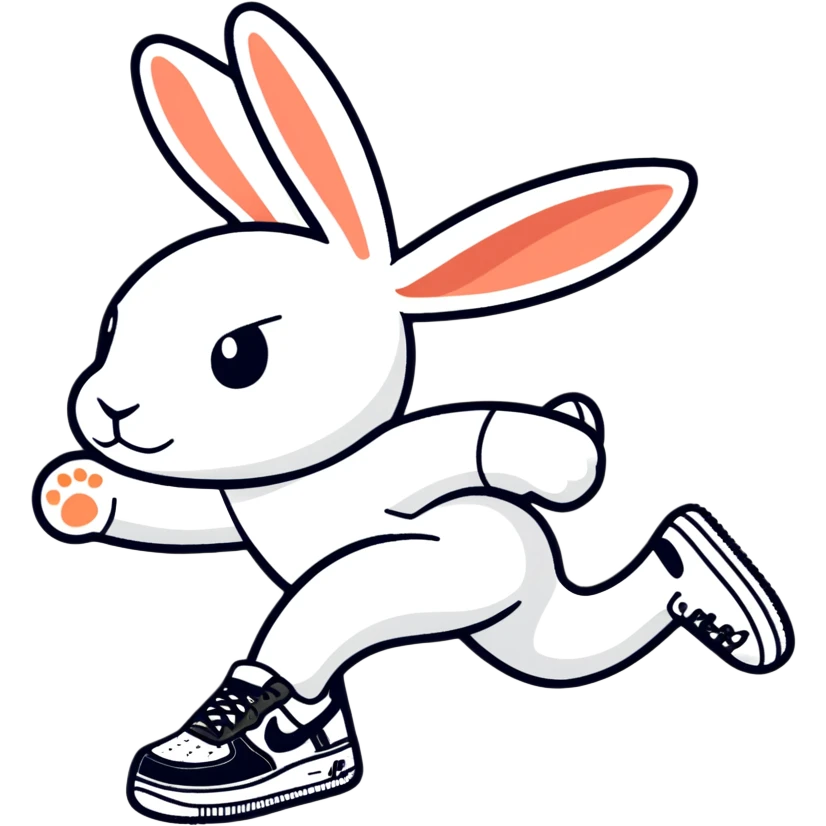Conejo corriendo con uno tenis nike air forcé 1 emoji