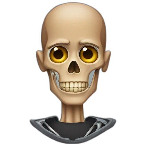 Gustavo Fring with half of his face normal and the other half as a skeleton emoji