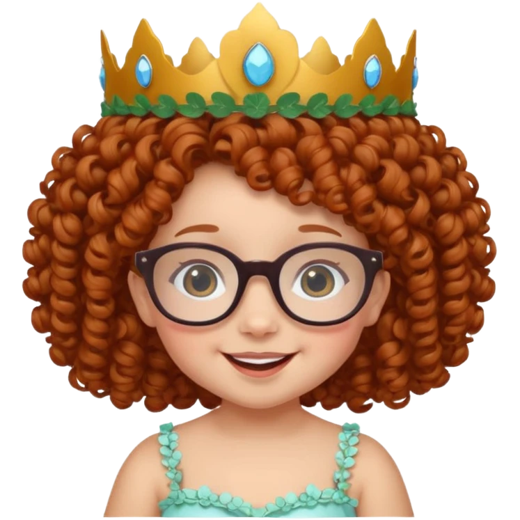 baby with big flower tiara dark ginger curly hair and glassess emoji