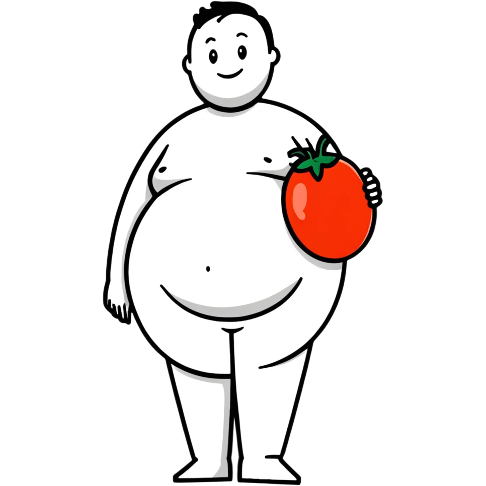 pregnant man with tomato belly emoji