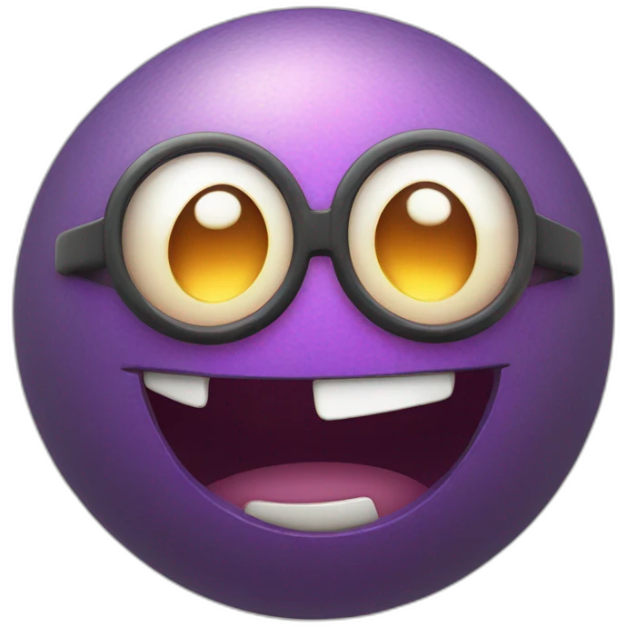 3d sphere with a cartoon smirking lever Blaze skin texture with four eyes emoji