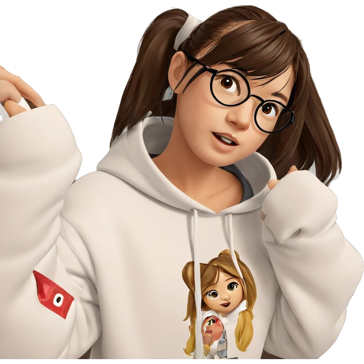 girl in white hoodie indoors emoji
