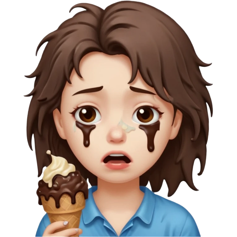 a crying girl with ice cream after heartbreak emoji