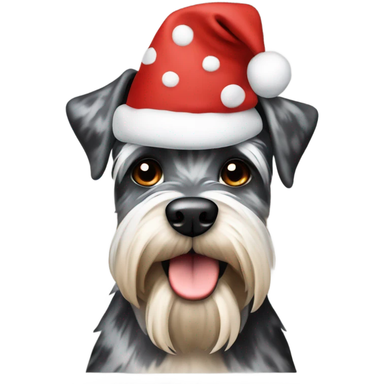 Spotted schnauzer with Christmas hat emoji
