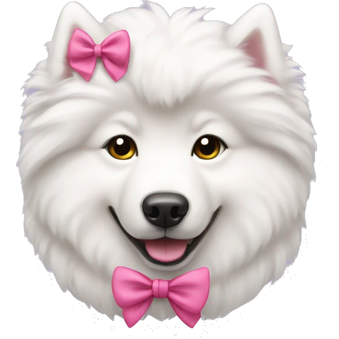 Dog samoyed with pink bow emoji