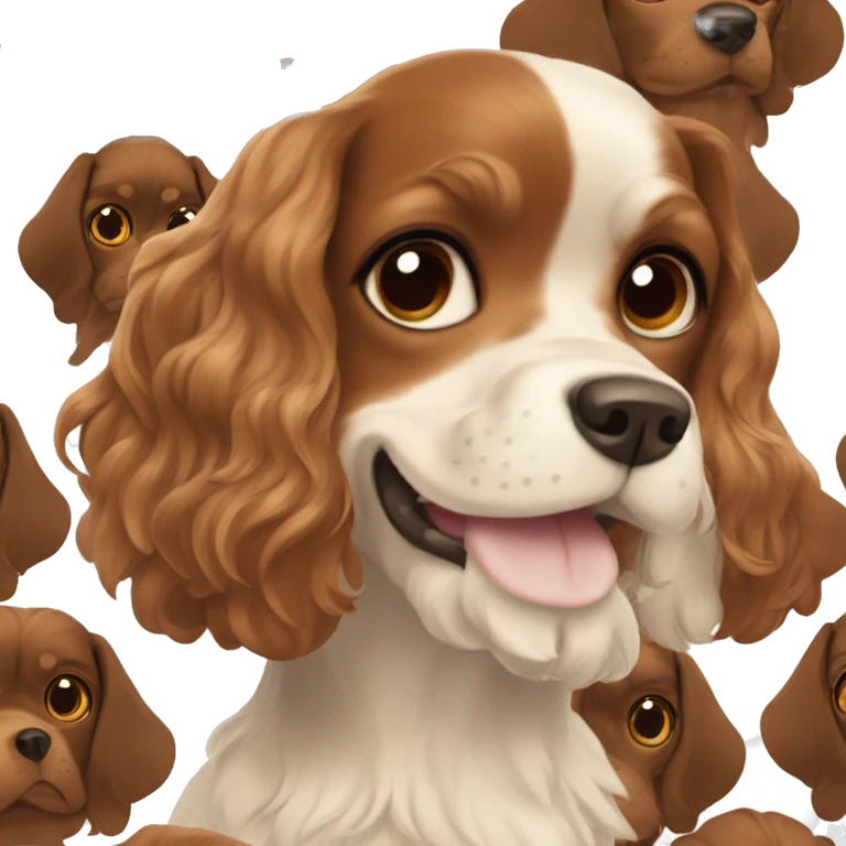 king charles dog with girl with brown hair and hazel eyes happy emoji