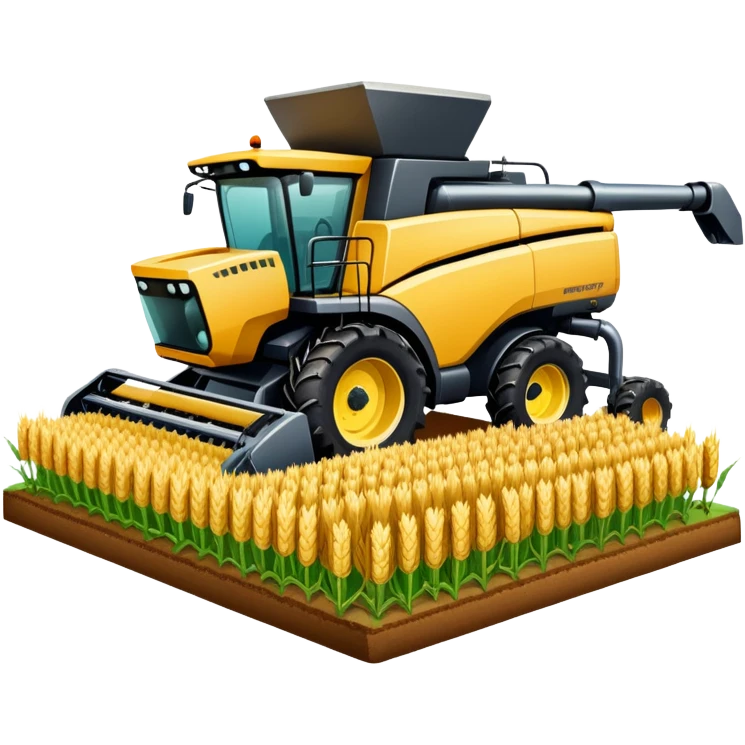 An icon featuring a wheat field, a combine harvester, fertilizer formulas, and plant cells, symbolizing agronomy. The design includes a microscope and soil layers, representing plant science, crop management, and sustainable farming practices. Transparent background highlights agricultural research emoji