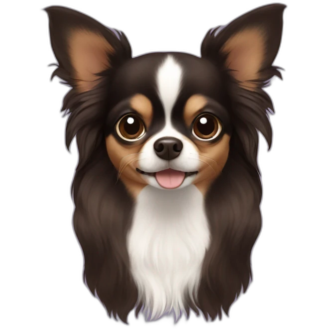 Long hair dark brown and black Chihuahua emoji