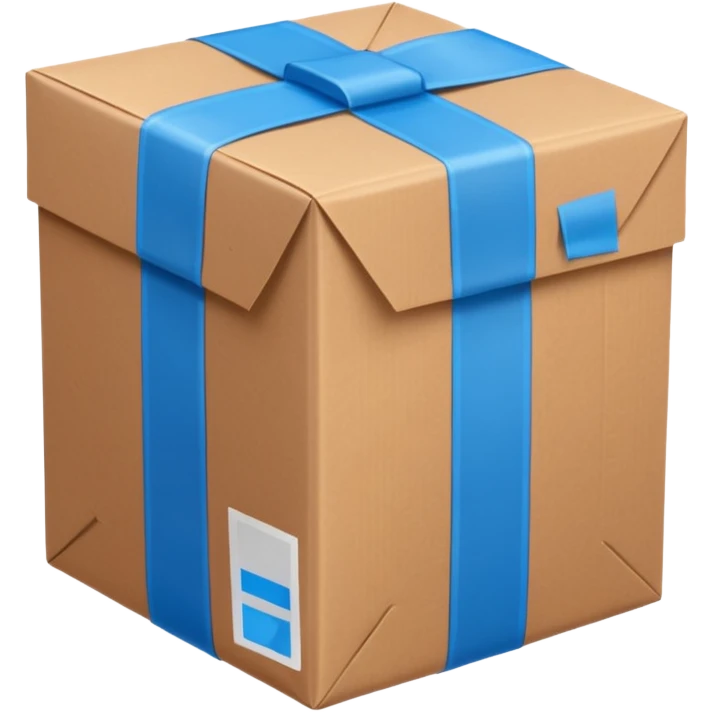 brown package with blue H-shaped tape on top, simple and clear emoji