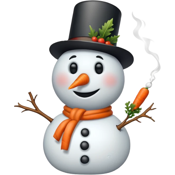 a snowman with a cigarette emoji