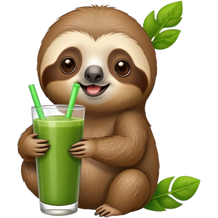 kawaii sloth drinking a green smoothie emoji