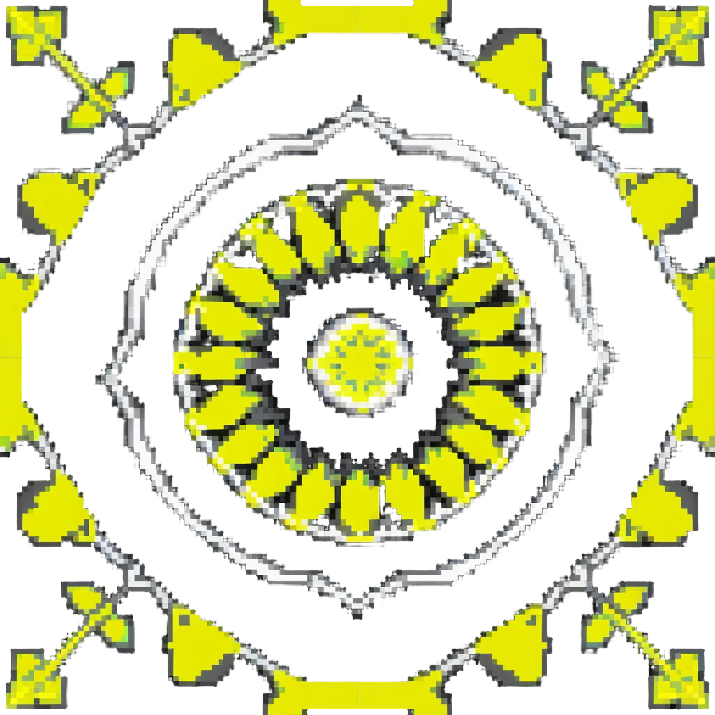kaleidoscope effect in black, white, and neon yellow emoji