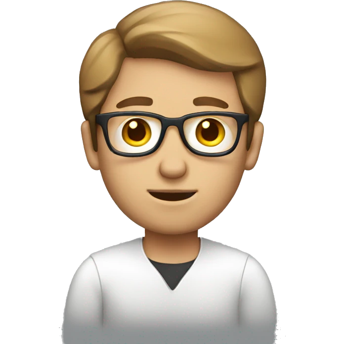 brown short haired white man developer working on macbook emoji
