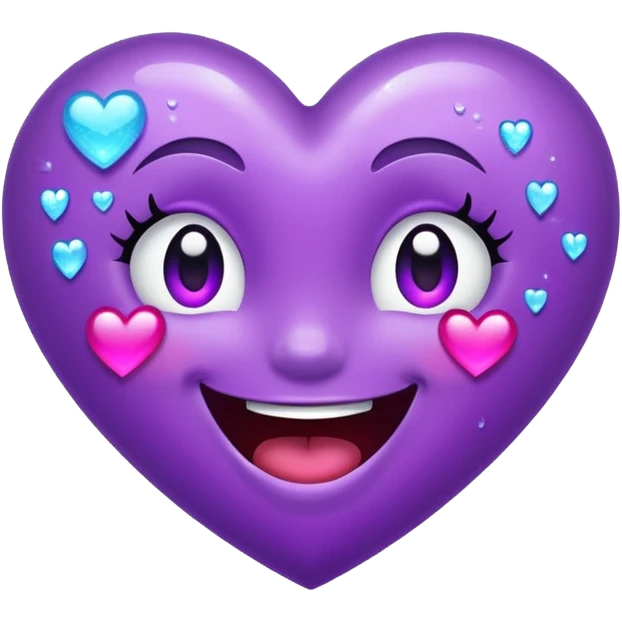 Glittery purple heart that's sideways laughing, tears of joy emoji