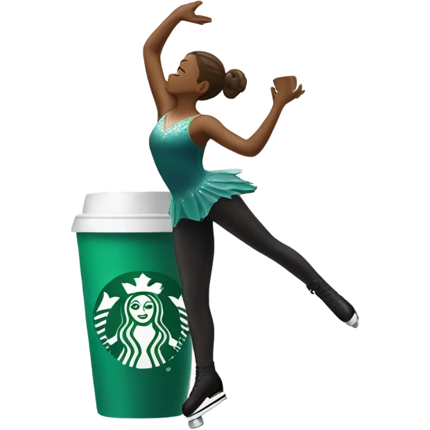 Figure skater drinking Starbucks emoji