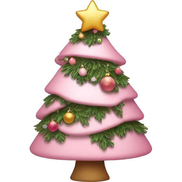 Light pink Christmas tree with decorations emoji