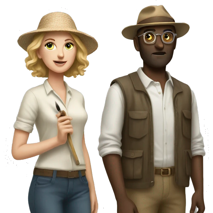 white woman and man fashion archeologists with a brush emoji