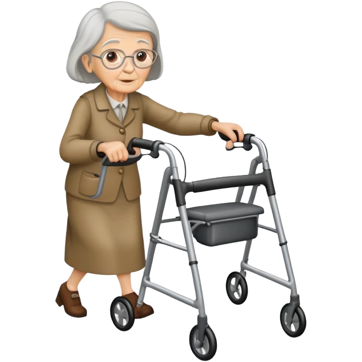 old women with walker but it has also a throttle grip emoji