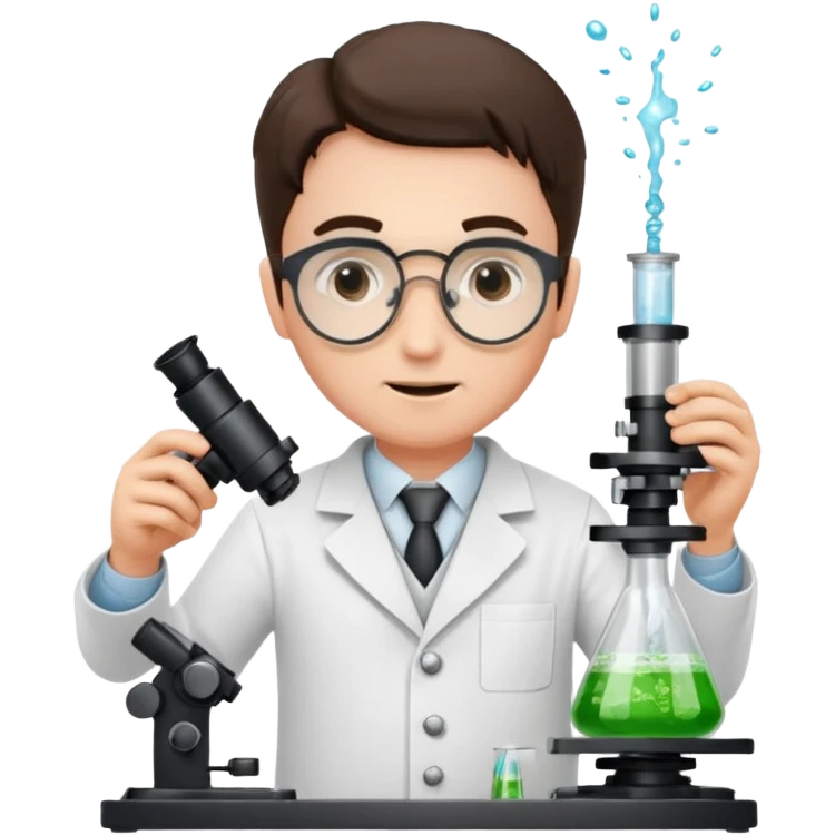 a victorian scientist carrying out an experiment with petri dish and microscope emoji