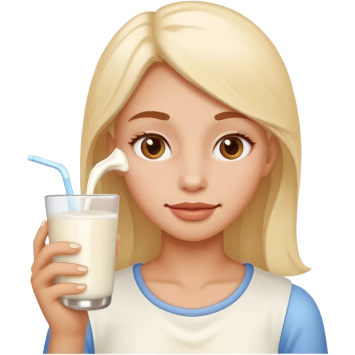 Woman with milk on face  emoji